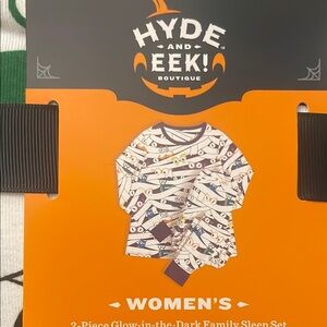 Women's Glow-in-the-Dark Pajama Set - White and Black